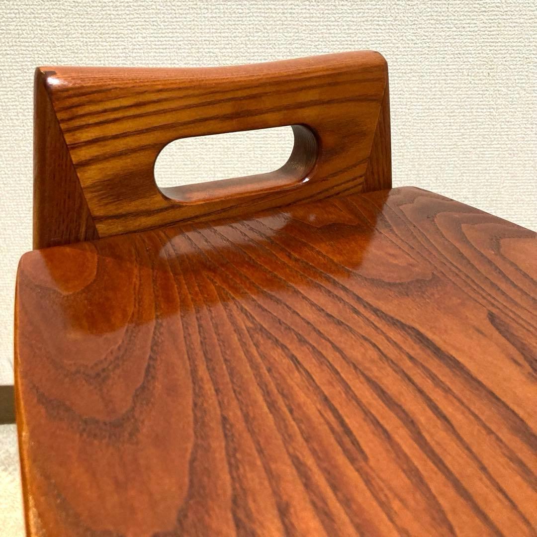 天然木無垢 肘付きスツール 飴色　木製椅子 和モダン工芸 【美品】