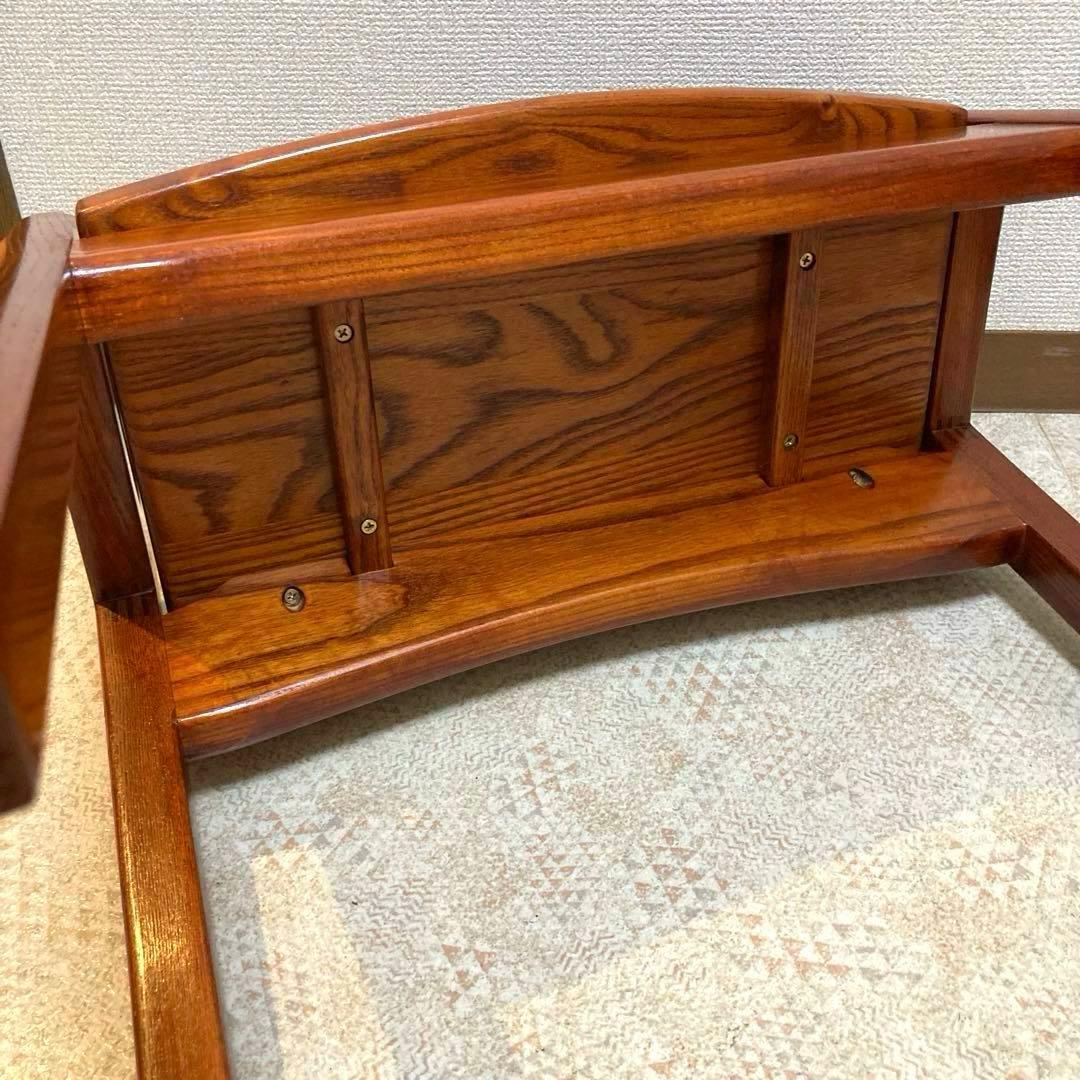 天然木無垢 肘付きスツール 飴色　木製椅子 和モダン工芸 【美品】