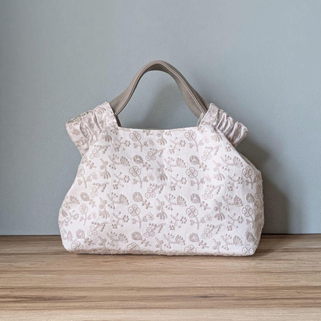 ハンドメイドシャーリングバッグ（フィールドオブフラワー、パウダーピンク、小）