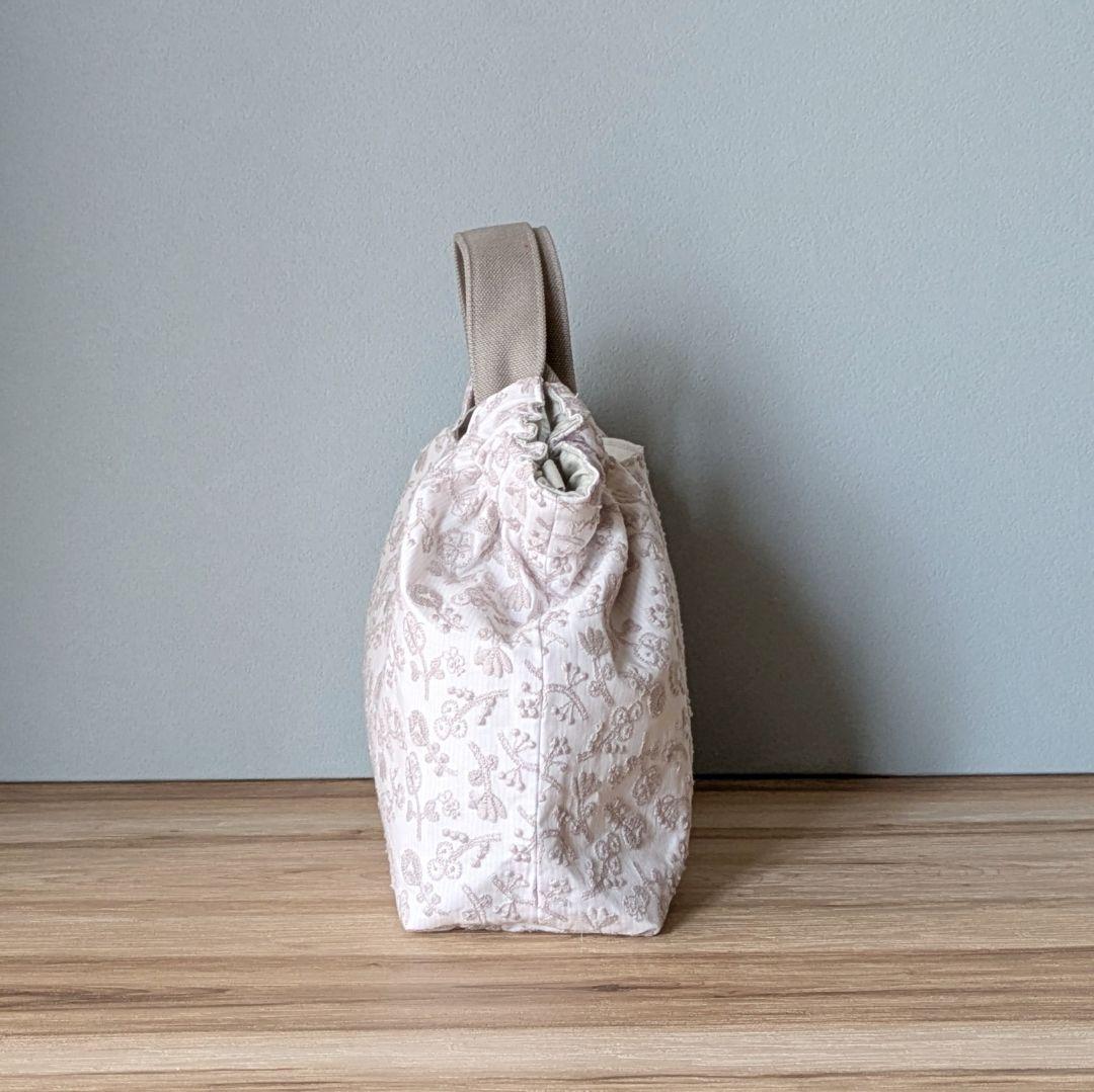 ハンドメイドシャーリングバッグ（フィールドオブフラワー、パウダーピンク、小）