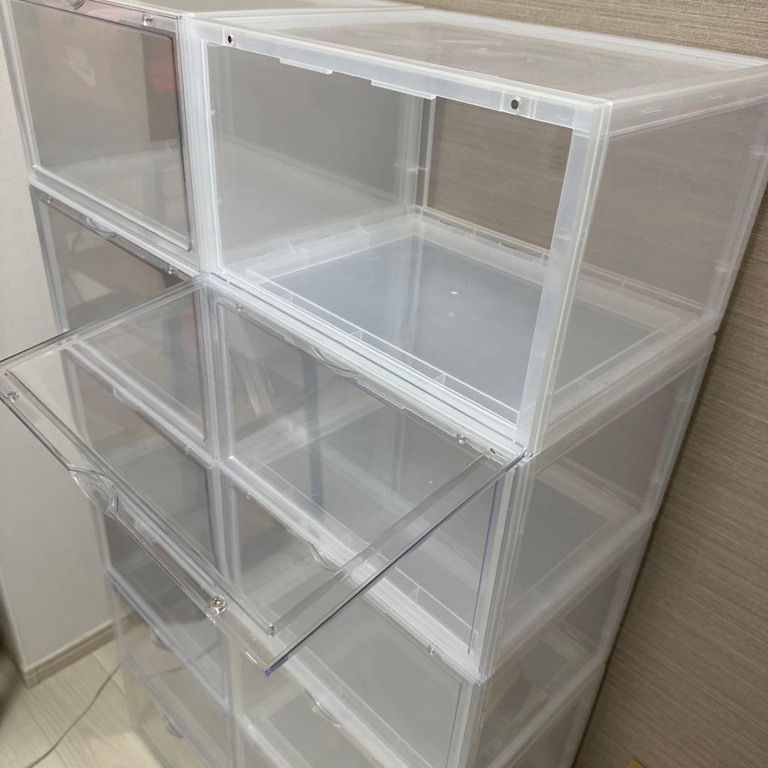 透明プラスチック靴箱 12個セット tower BOX収納