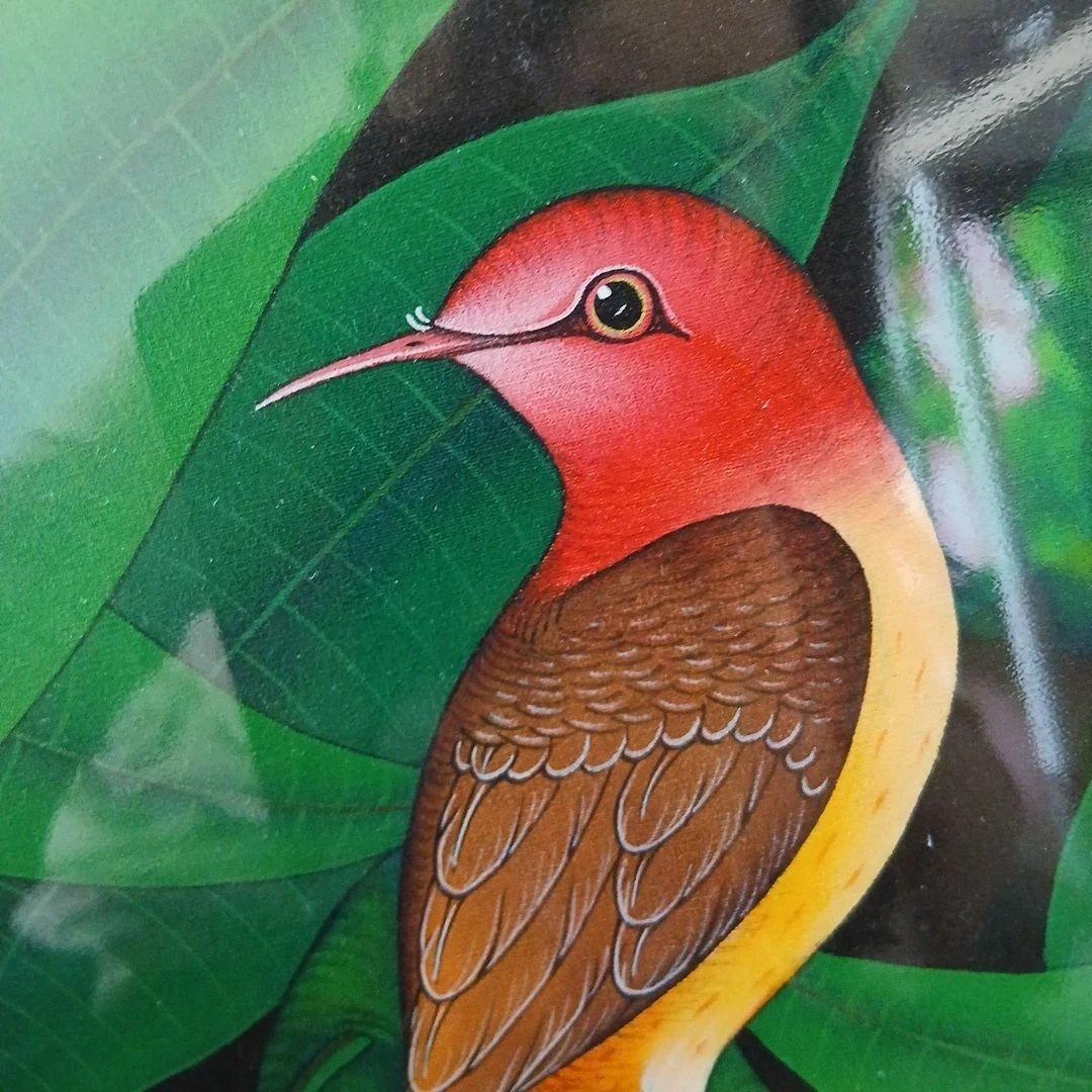 helen バリ 絵画 絵 プンゴセカン 鳥 花鳥風月　幸運絵画　プルメリア