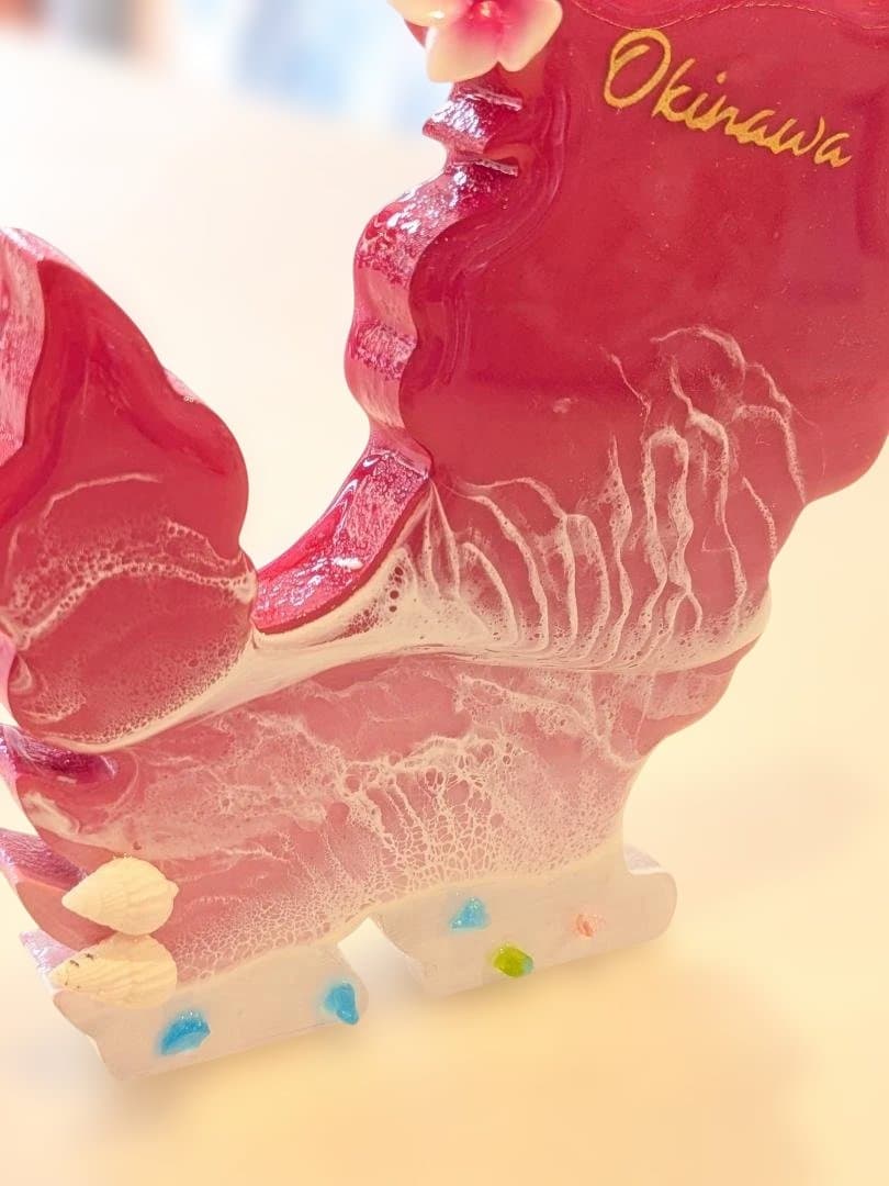 (133)ミニシーサー パステルピンク×ピンク(メス)レジンアート