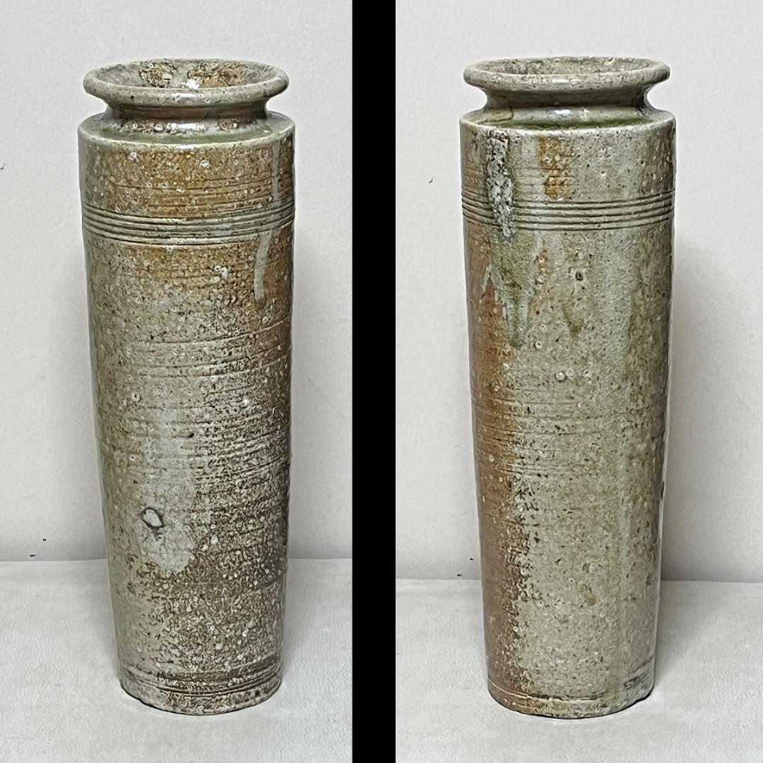 上田直方 信楽焼 花入 高さ36cm 共箱 茶道具 【k3689】