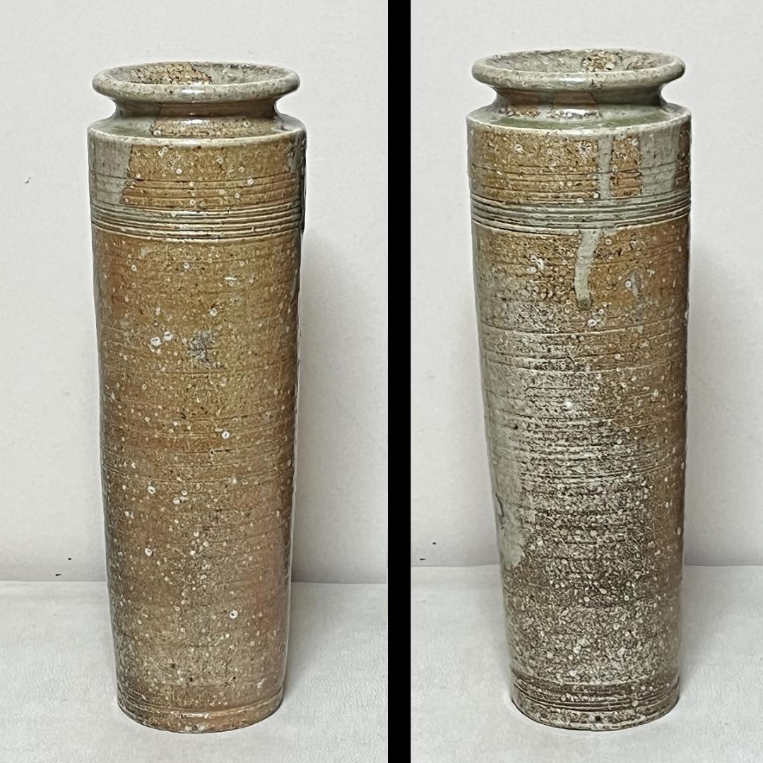 上田直方 信楽焼 花入 高さ36cm 共箱 茶道具 【k3689】