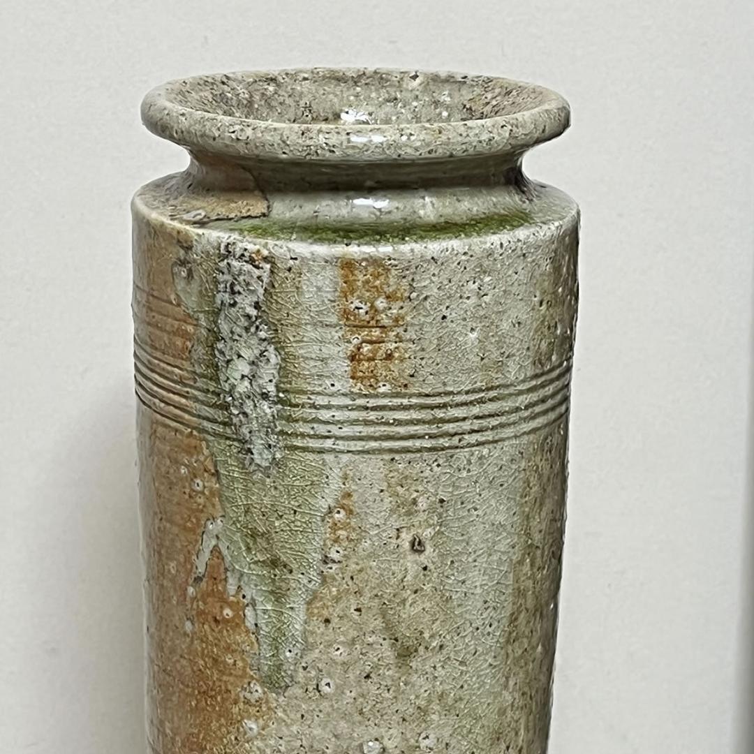 上田直方 信楽焼 花入 高さ36cm 共箱 茶道具 【k3689】