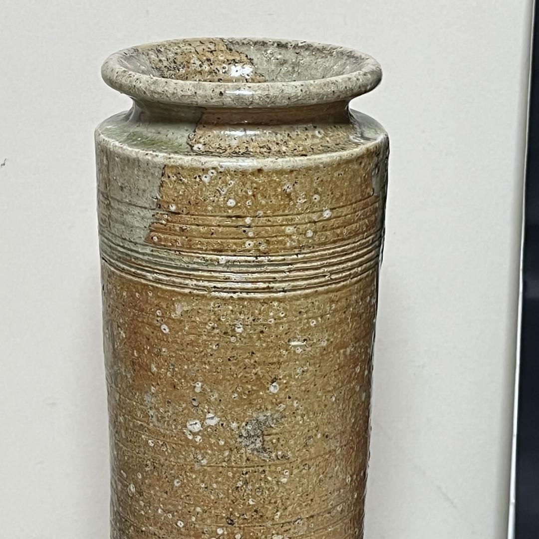 上田直方 信楽焼 花入 高さ36cm 共箱 茶道具 【k3689】