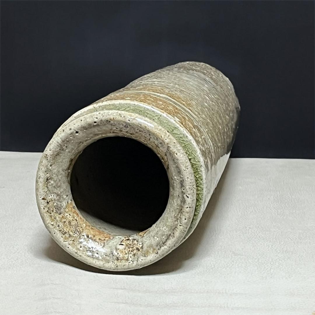 上田直方 信楽焼 花入 高さ36cm 共箱 茶道具 【k3689】