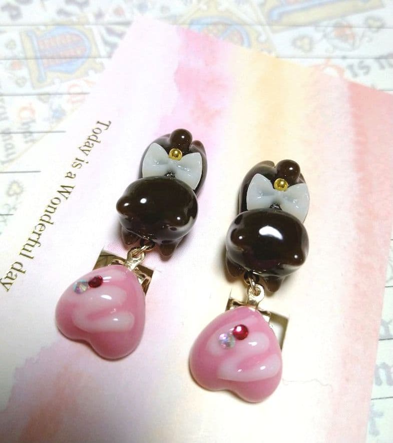 イヤリング    チョコ猫ฅ•ω•ฅ