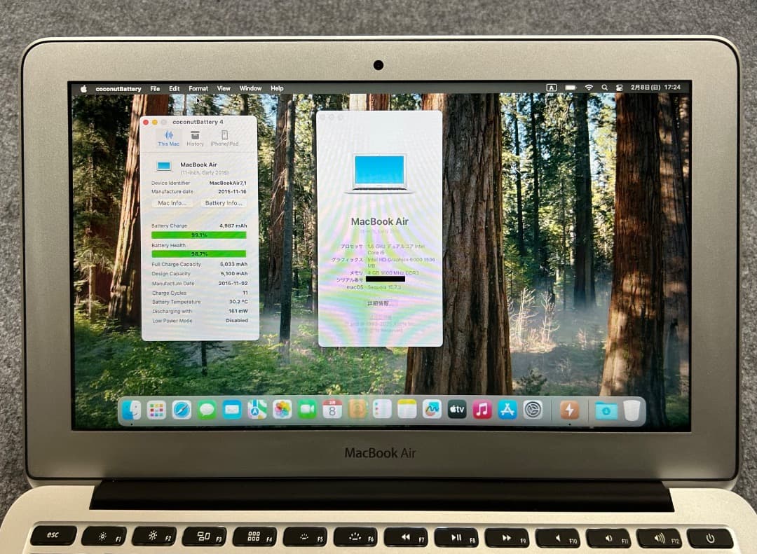 充電回数11回 MacBook Air 2015 i5 1.6Ghz 11インチ