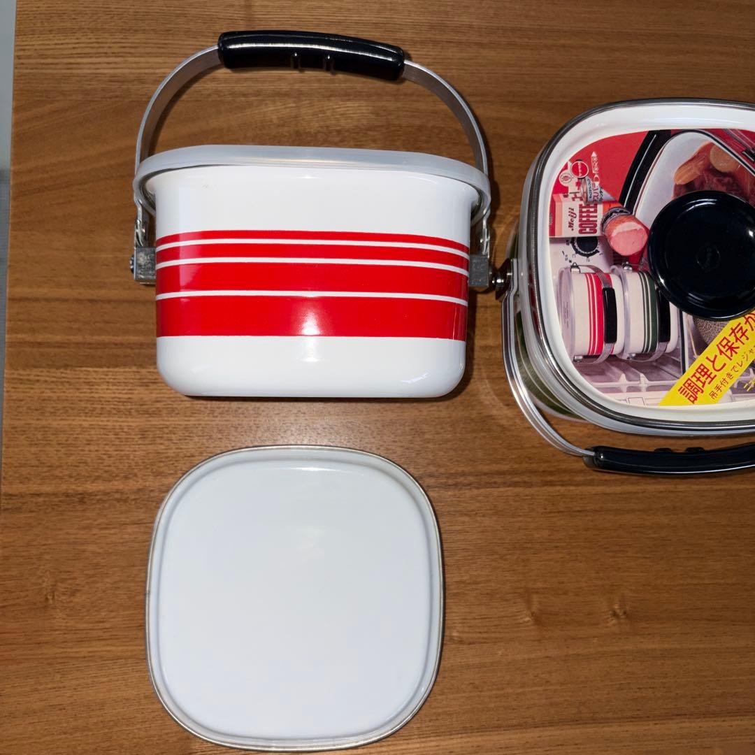 昭和レトロ ヤマタカ ストックパン 保存 琺瑯 ホーロー ２個セット