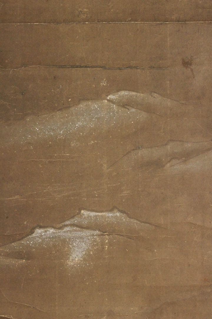 No5436 掛軸　無落款　山水　狩野之図　紙本　合箱　日本画　古美術　送料無料