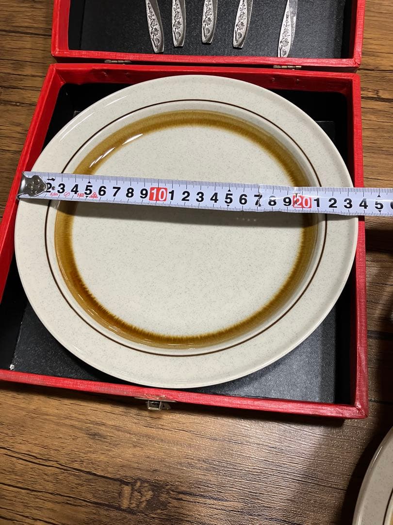 アポロストーン 曽根陶器 昭和レトロ 大皿 5枚&スプーンセット 箱付　未使用品