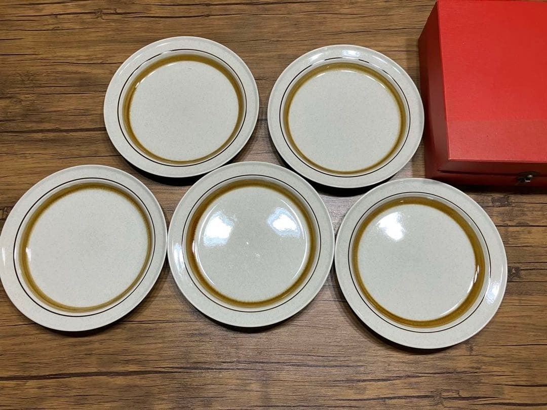 アポロストーン 曽根陶器 昭和レトロ 大皿 5枚&スプーンセット 箱付　未使用品