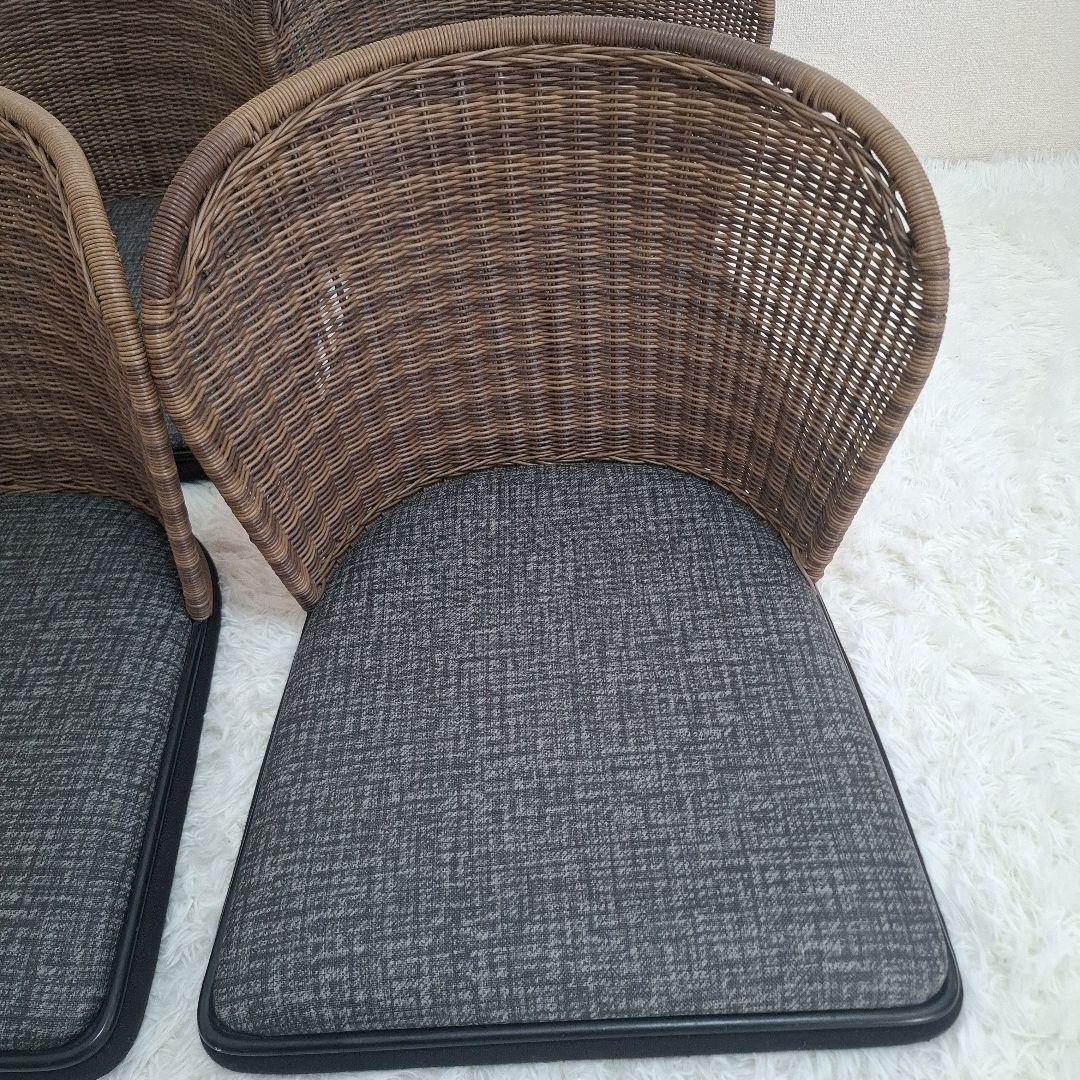 【美品】桜屋工業 舞2型 『CHERRY』 座椅子 ラタンチェア 4脚セット