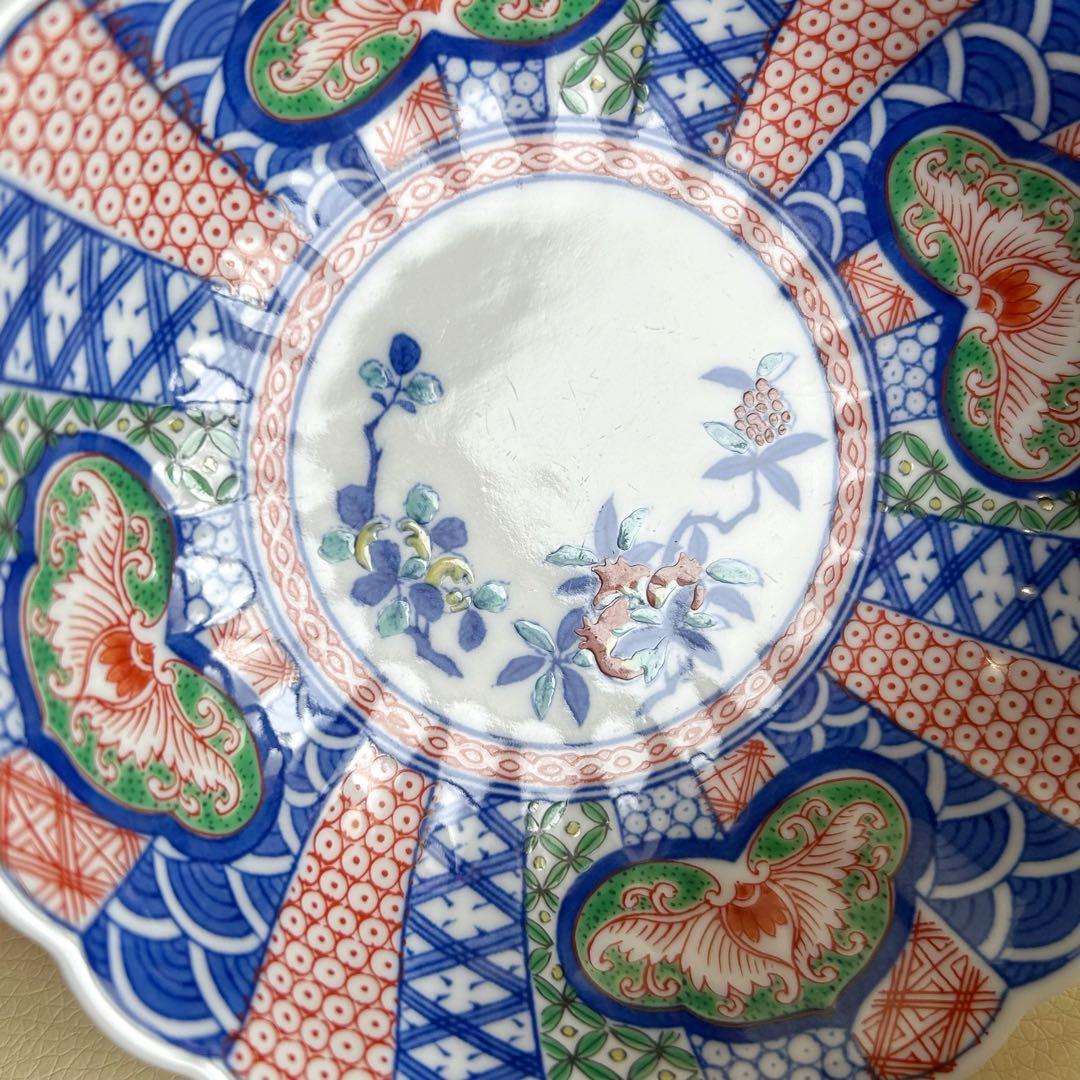 有田焼　賞美堂　其泉窯　古伊万里　高台小鉢揃　5枚セット　色絵　コンポート　菊割