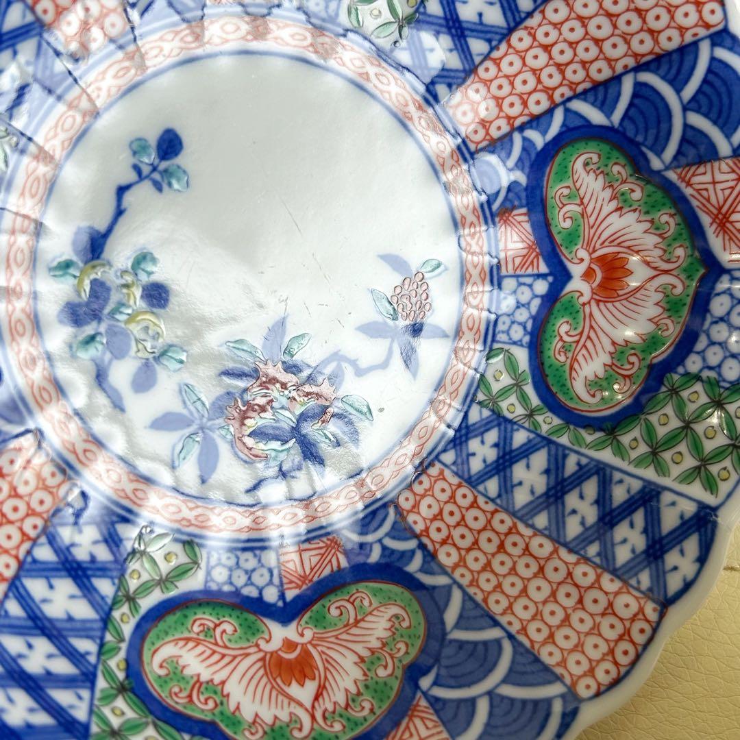 有田焼　賞美堂　其泉窯　古伊万里　高台小鉢揃　5枚セット　色絵　コンポート　菊割