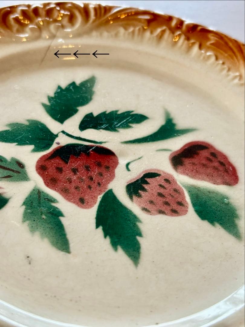 フランスアンティーク ディゴワン いちごステンシル バルボティーヌ ケーキ皿