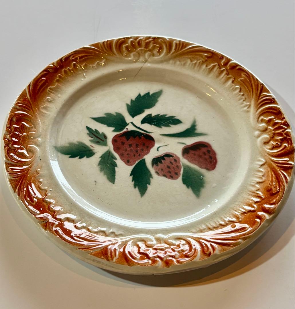 フランスアンティーク ディゴワン いちごステンシル バルボティーヌ ケーキ皿