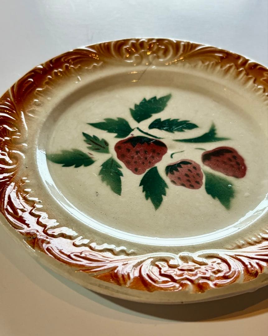 フランスアンティーク ディゴワン いちごステンシル バルボティーヌ ケーキ皿