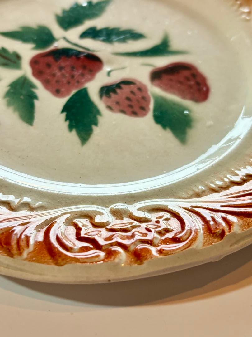 フランスアンティーク ディゴワン いちごステンシル バルボティーヌ ケーキ皿