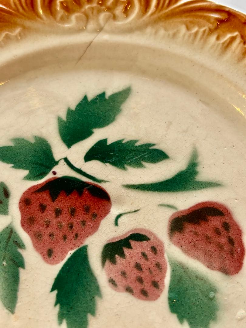 フランスアンティーク ディゴワン いちごステンシル バルボティーヌ ケーキ皿