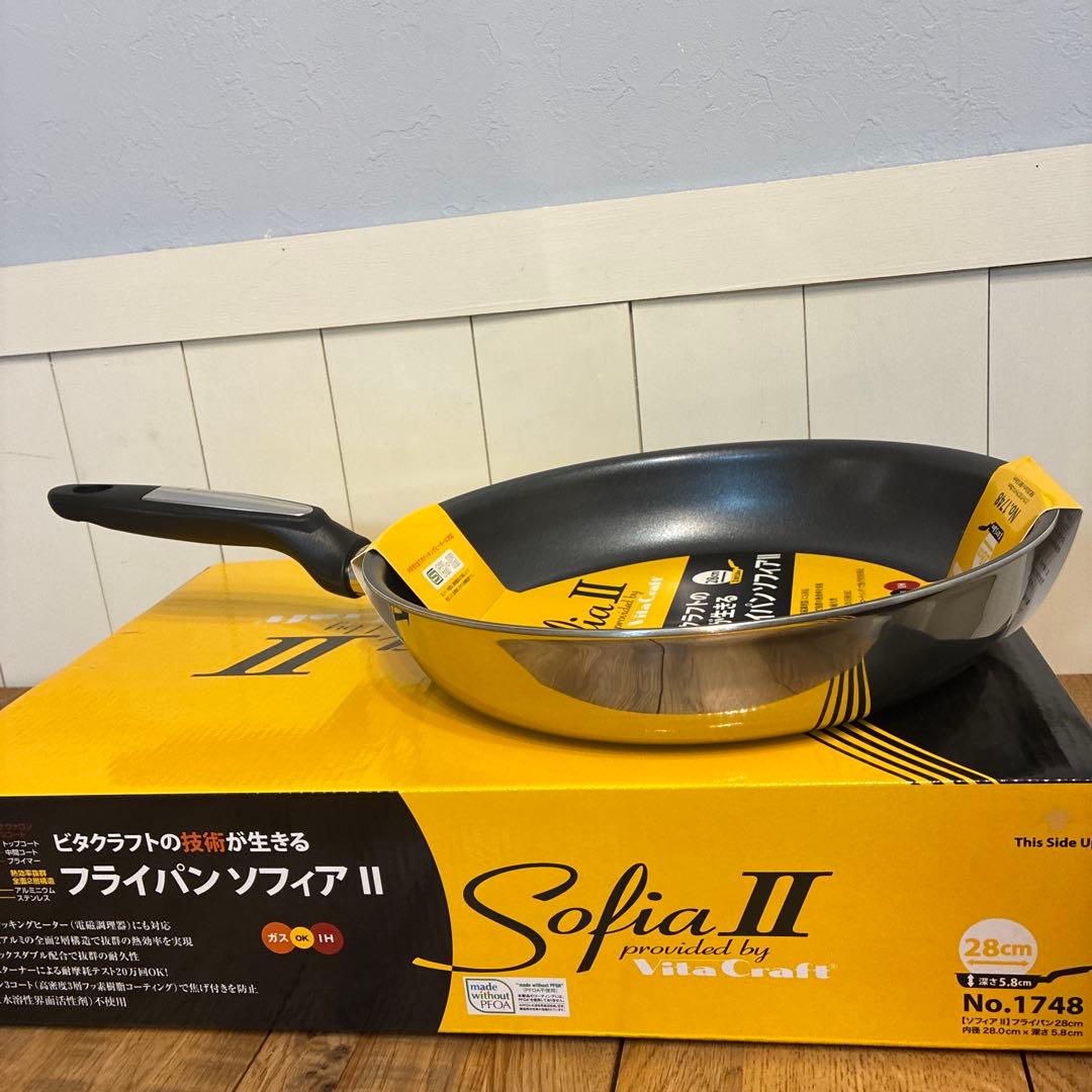 新品 ビタクラフト ソフィアⅡ フライパン 28cm No.1748 ガラス蓋付