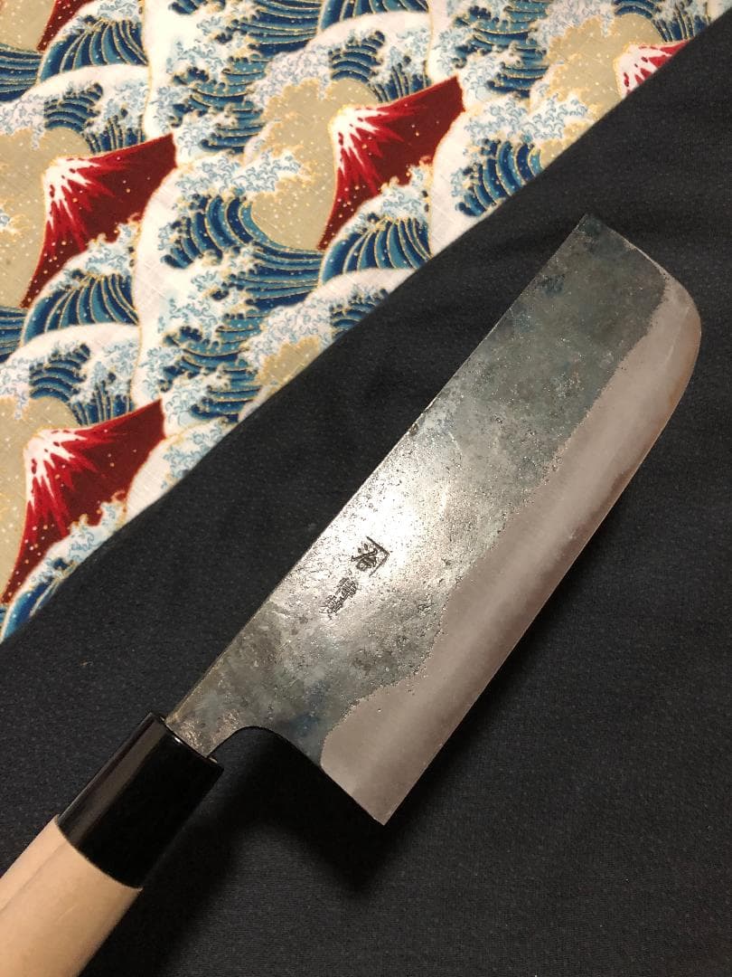 【研ぎ済み】青鋼・黒打ち　特製　菜切り包丁　ナイフ　料理　釣り　寿司