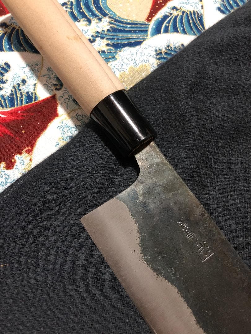 【研ぎ済み】青鋼・黒打ち　特製　菜切り包丁　ナイフ　料理　釣り　寿司