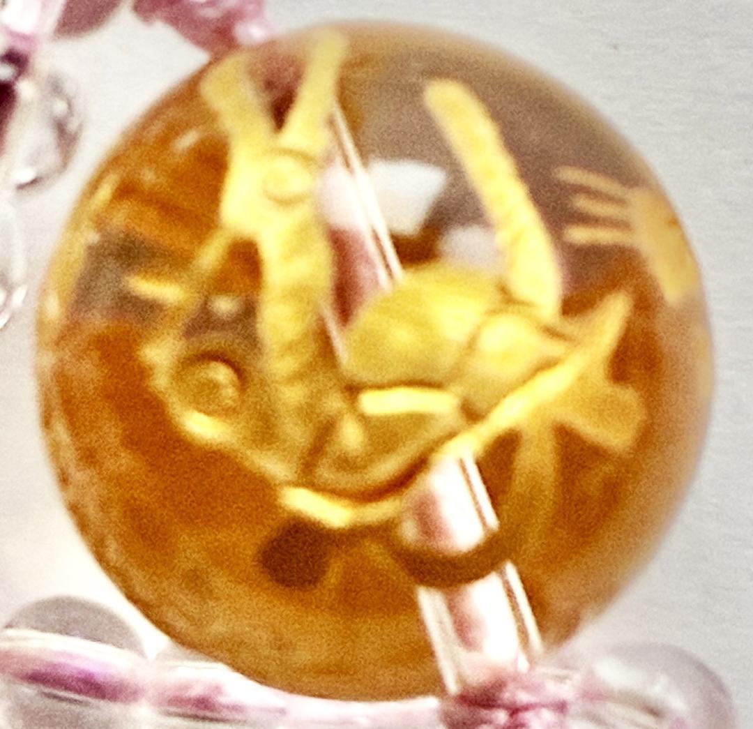 天眼石彫刻蓮花・天地・日月星・四神彫刻全部入水晶 ロードナイトのネックレス 希少