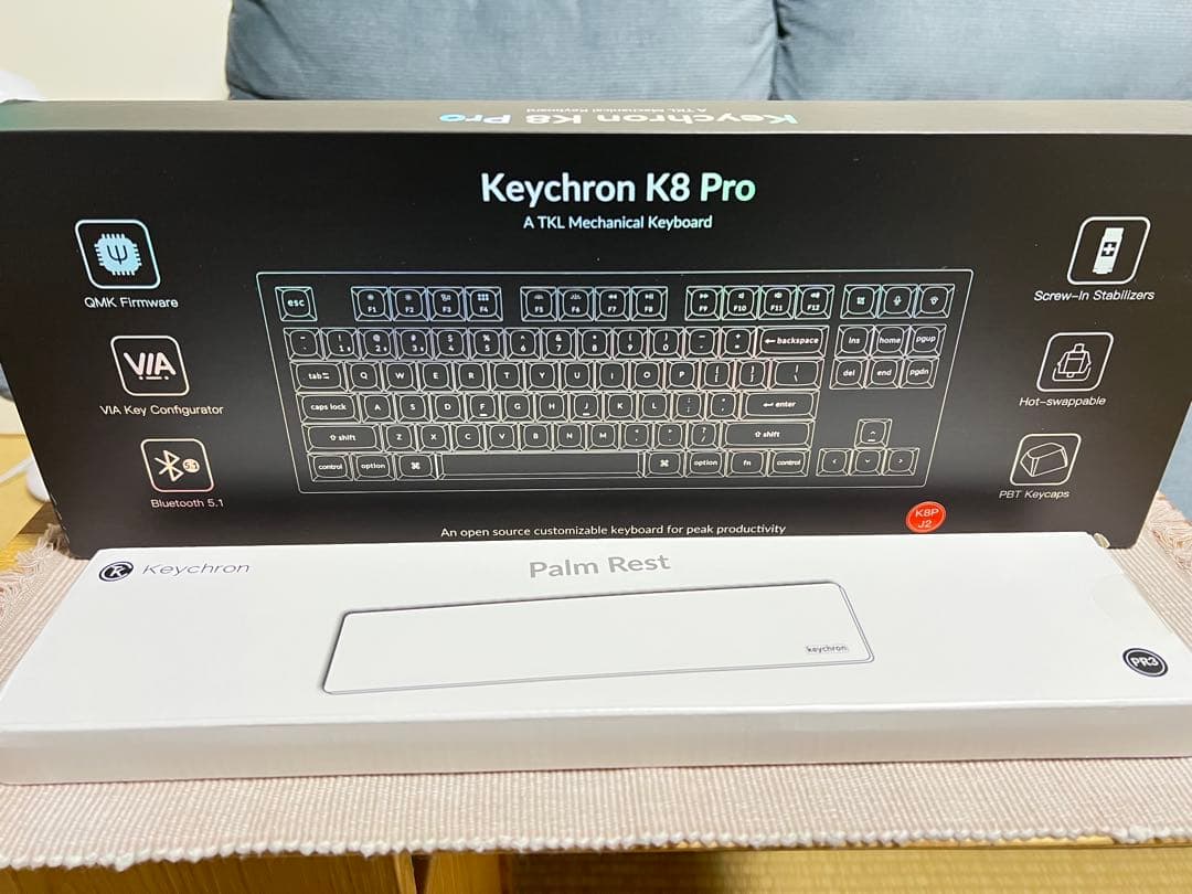 Keychron K8 Pro 茶軸メカニカルキーボード 純正パームレスト付