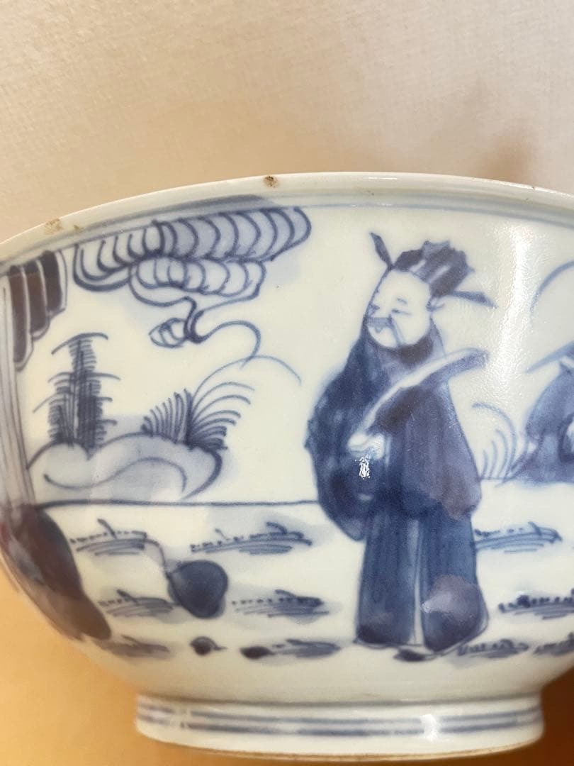 中国美術　清時代人物紋 茶碗 染付 鉢 時代物