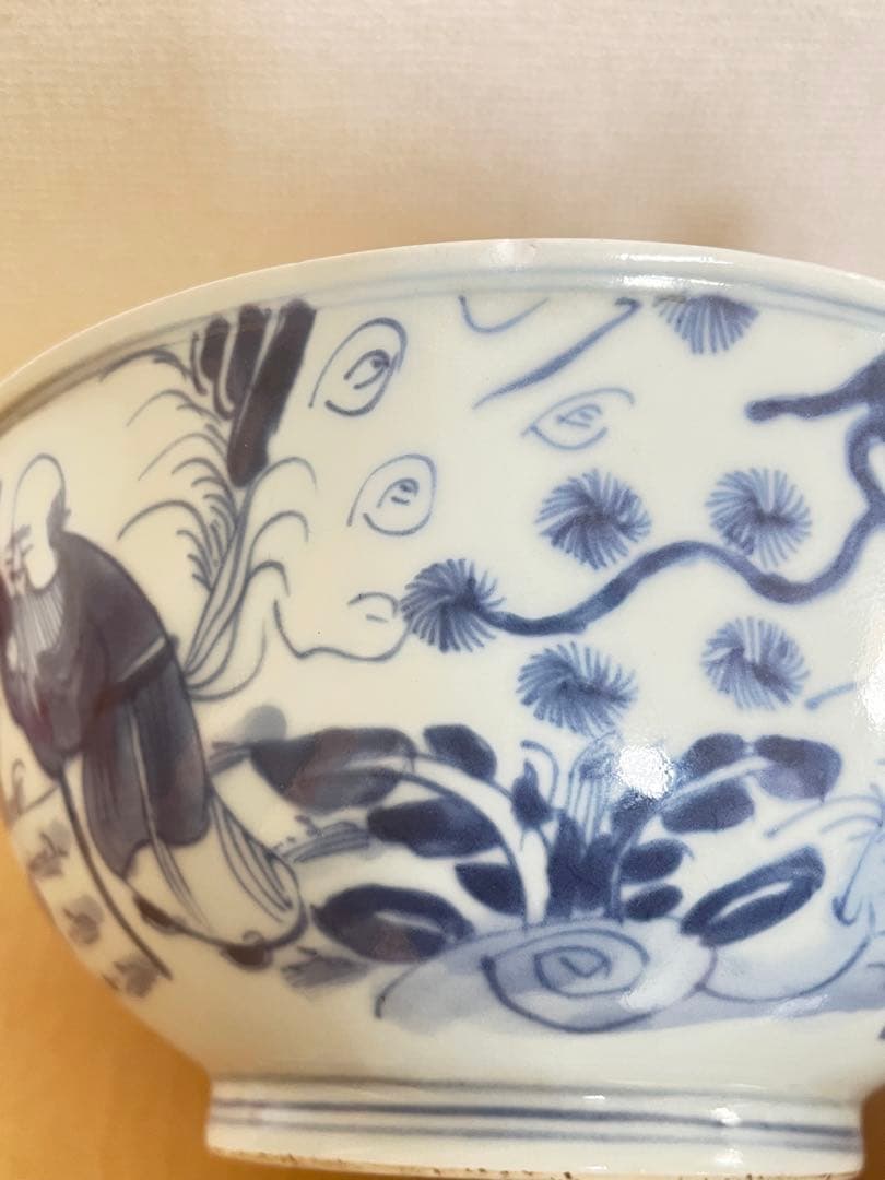 中国美術　清時代人物紋 茶碗 染付 鉢 時代物