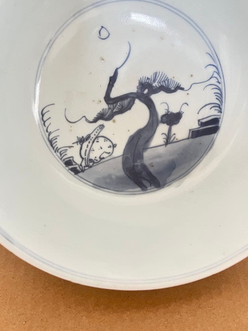 中国美術　清時代人物紋 茶碗 染付 鉢 時代物