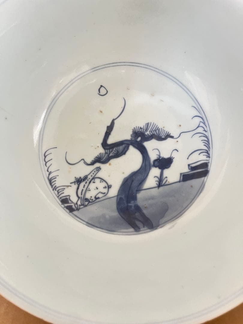 中国美術　清時代人物紋 茶碗 染付 鉢 時代物