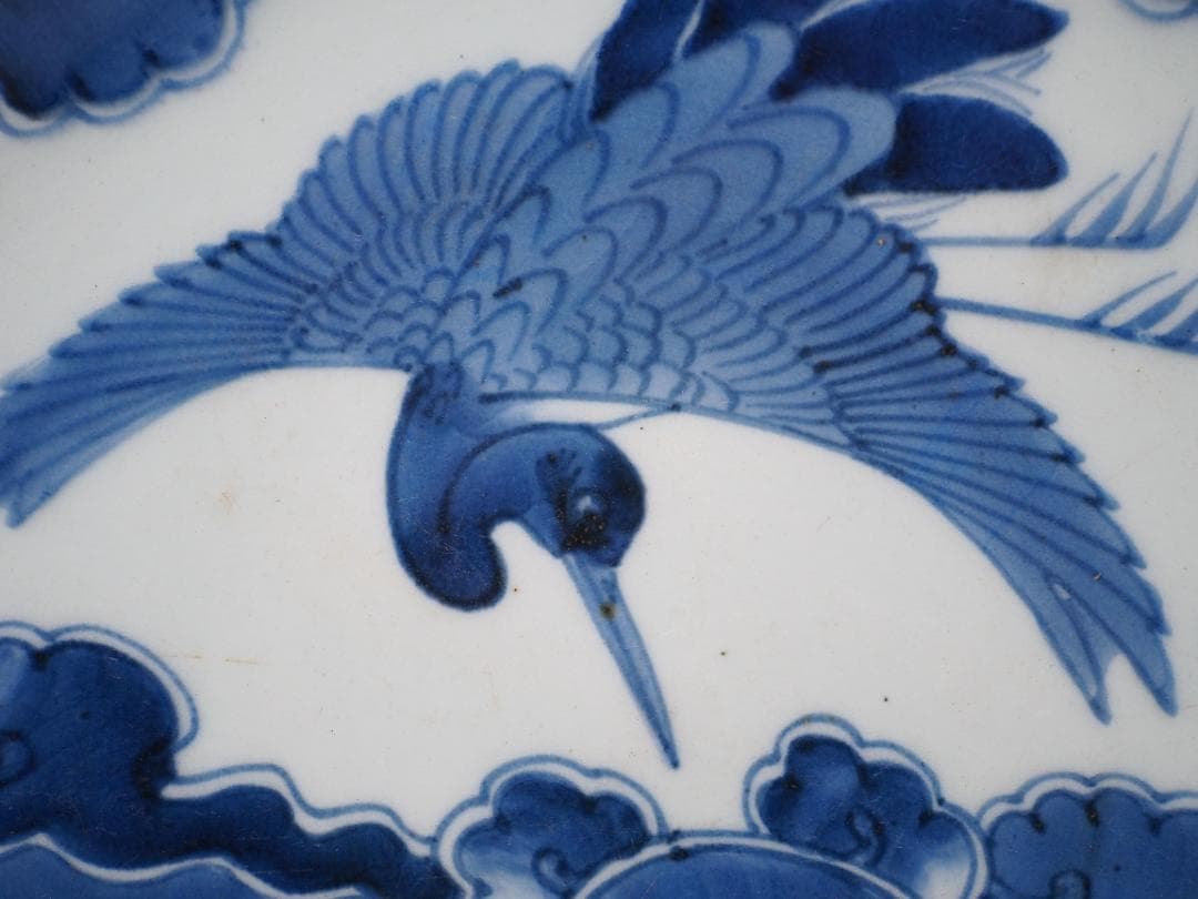 古伊万里 染付 大皿　鳥　-SO