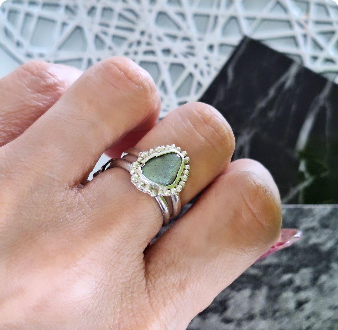 【約13号】ラブラドライト天然石リング silver950 ハンドメイド シラー