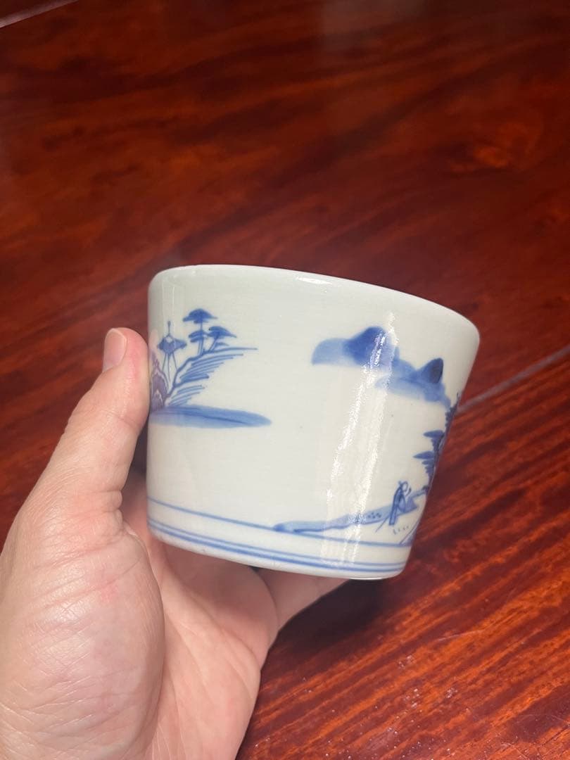 蕎麦猪口　古伊万里　無傷完品　江戸後期　大振り　丁寧な絵付け　呉須発色良いです