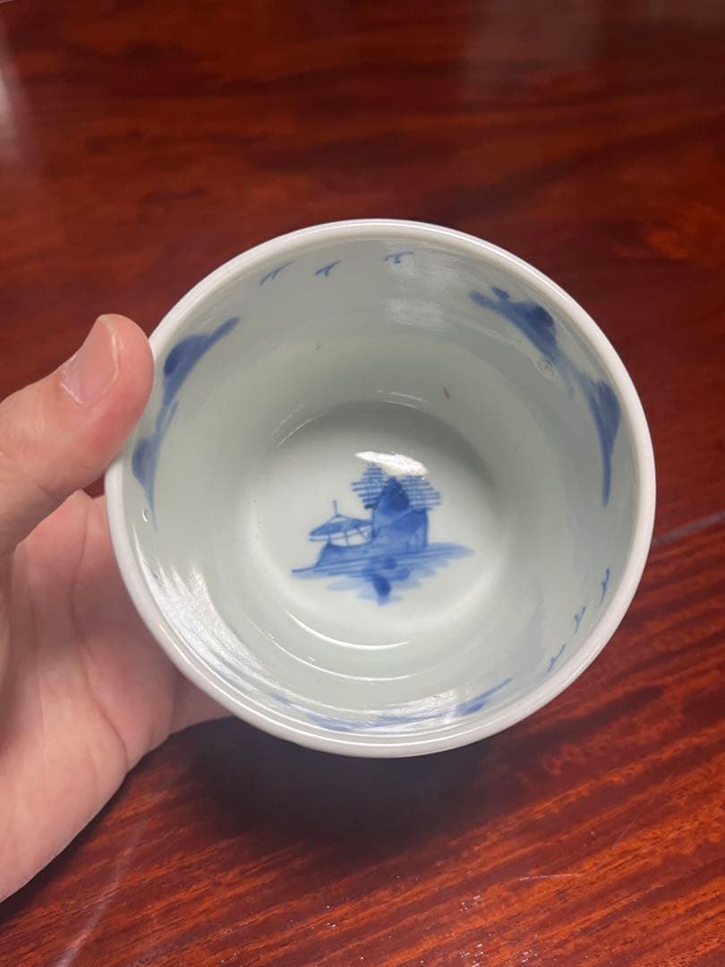 蕎麦猪口　古伊万里　無傷完品　江戸後期　大振り　丁寧な絵付け　呉須発色良いです