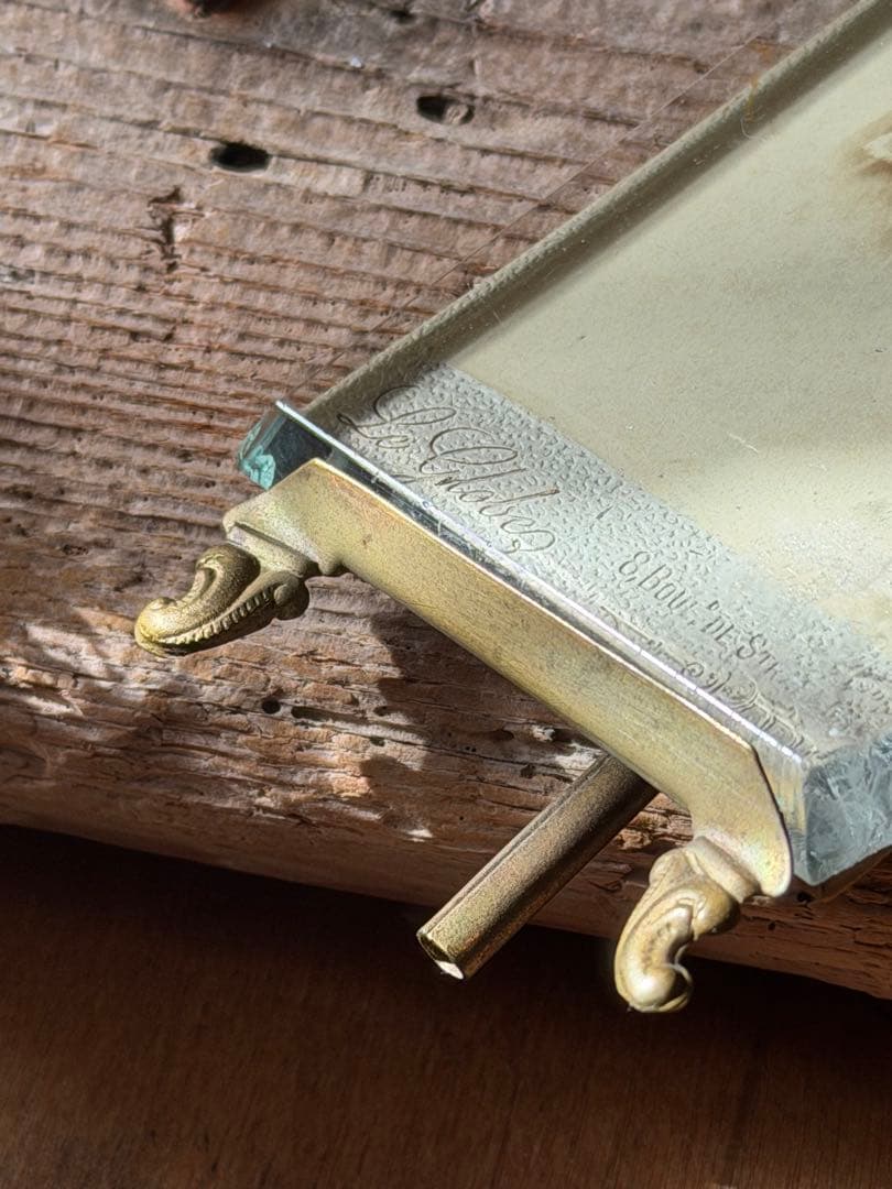 ⚫︎フランスアンティーク⚫︎ぽってり厚手ガラスのリボン装飾 フォトフレーム