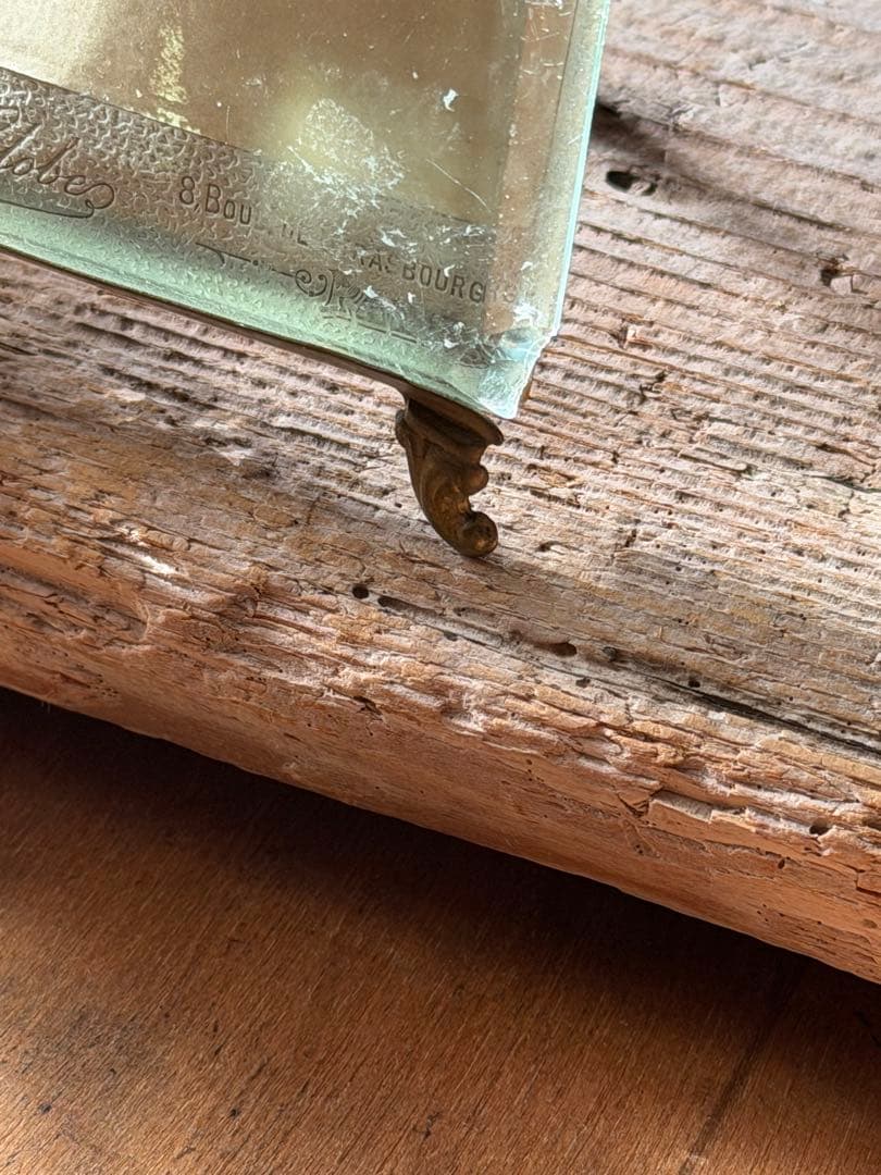 ⚫︎フランスアンティーク⚫︎ぽってり厚手ガラスのリボン装飾 フォトフレーム