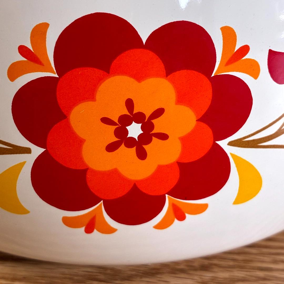 昭和レトロ マルビシ ホーロー フィオーレ 花柄 両手鍋 18cm 未使用品