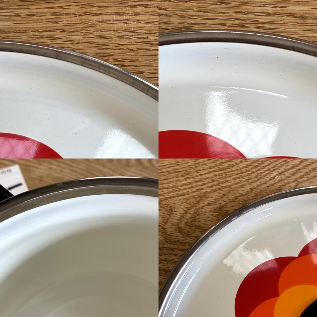 昭和レトロ マルビシ ホーロー フィオーレ 花柄 両手鍋 18cm 未使用品