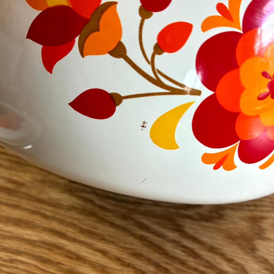 昭和レトロ マルビシ ホーロー フィオーレ 花柄 両手鍋 18cm 未使用品