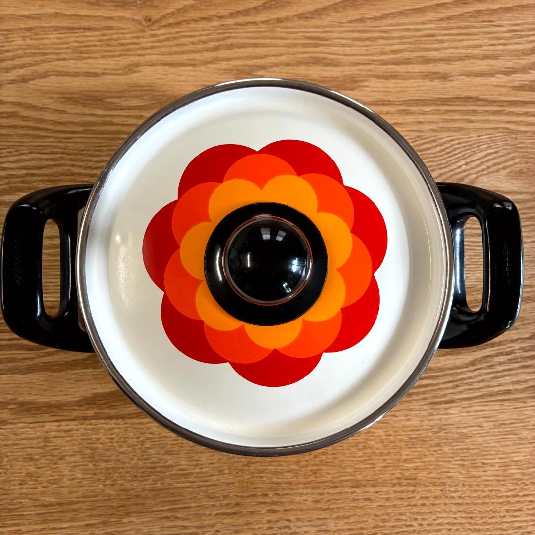 昭和レトロ マルビシ ホーロー フィオーレ 花柄 両手鍋 18cm 未使用品