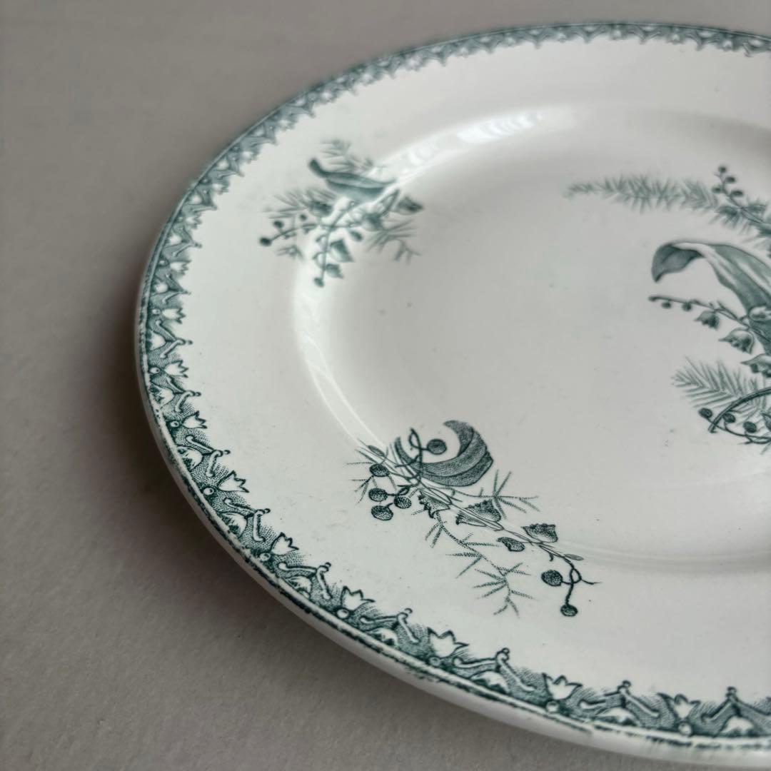 人気 フランスアンティーク サンタマン Muguet スズランモチーフの平皿C