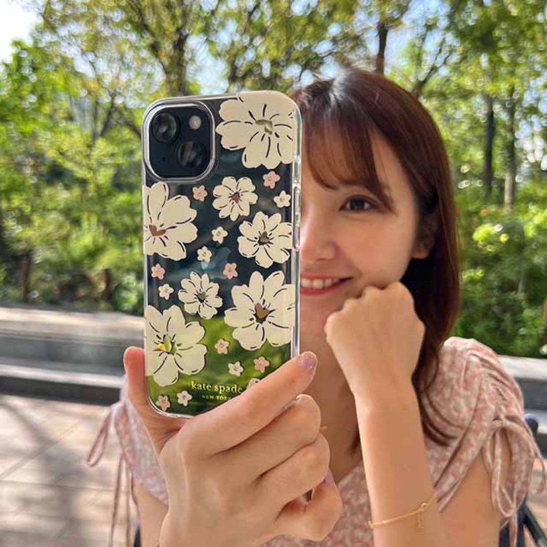 新品⭐︎クリーム牡丹 iPhone14Plus おしゃれ ケース ケイトスペード