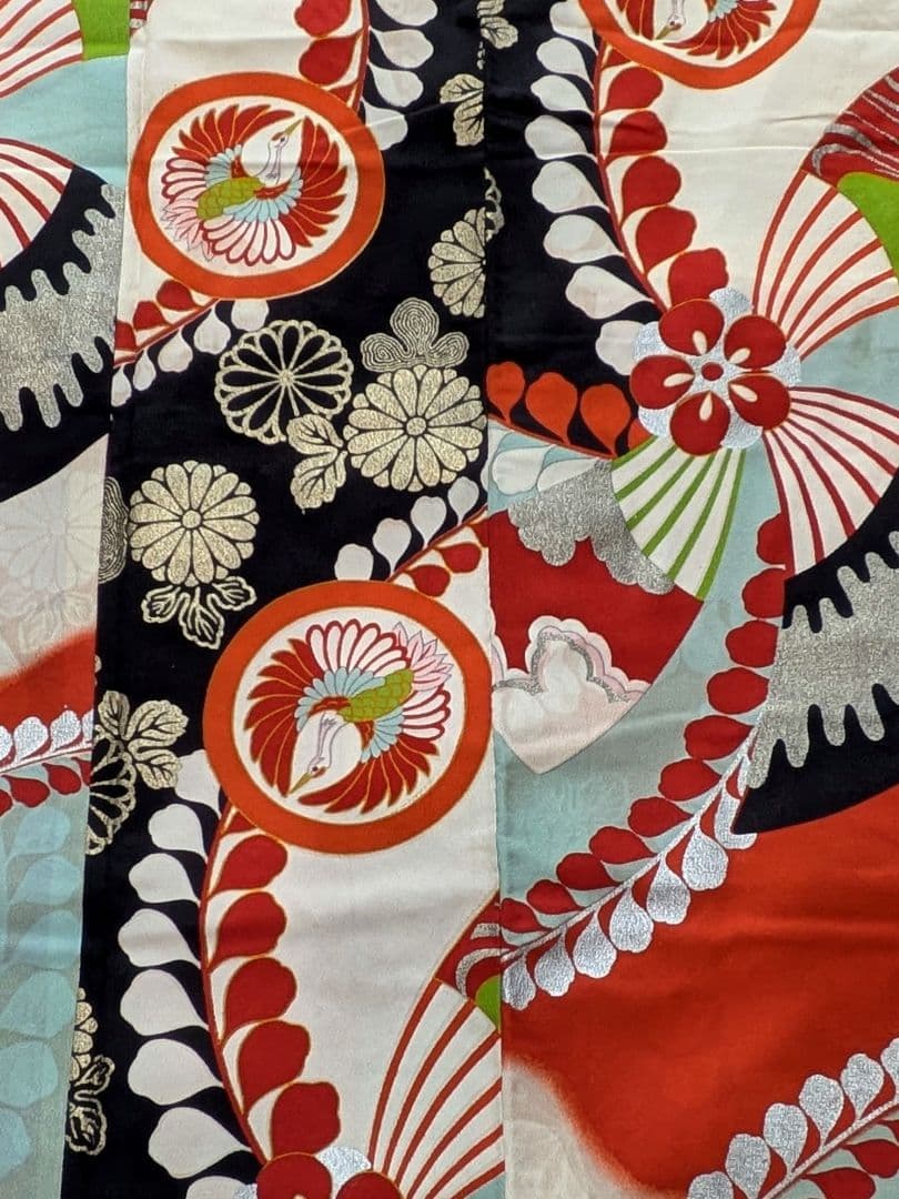 7歳　レトロ藤扇　七五三　お着物・帯セット　アンティーク