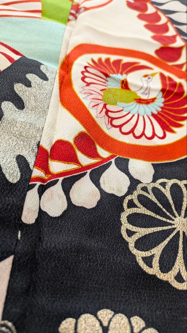 7歳　レトロ藤扇　七五三　お着物・帯セット　アンティーク