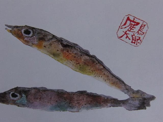 片岡鶴太郎、【鱚】、希少な額装用画集より、美品、日本人画家、新品額装付